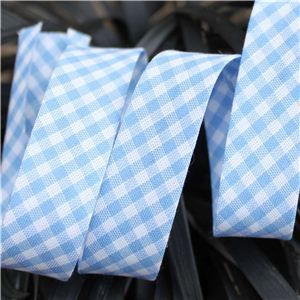 Bias Binding Gingham - Lt Blue
